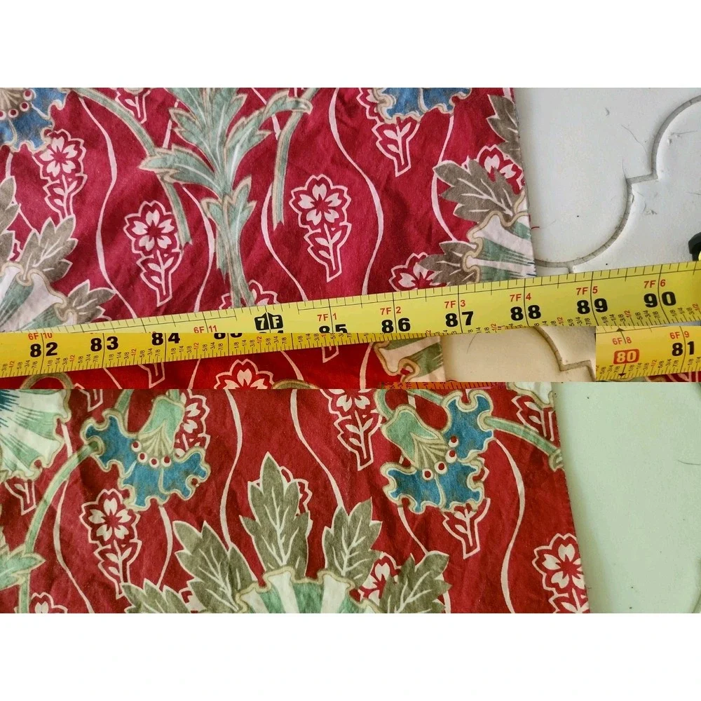 6 Sq Yds/Pottery Barn Red Blue French Art Nouveau Floral Passion Flower Fabric